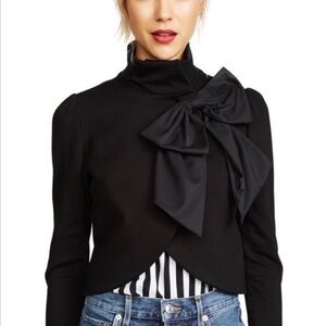 Alice + Olivia Addison Long  Sleeve Cropped Bow Blazer